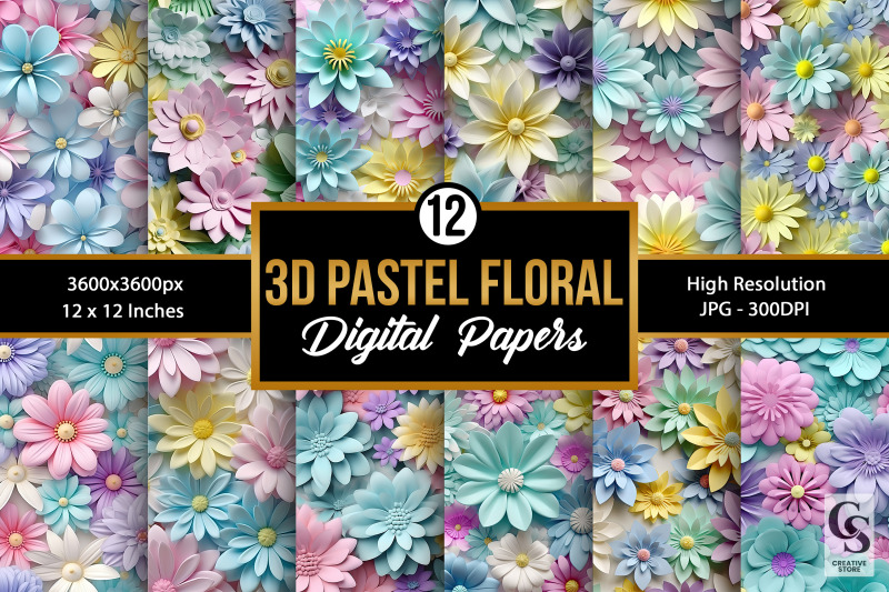 pastel-3d-flowers-digital-paper-patterns