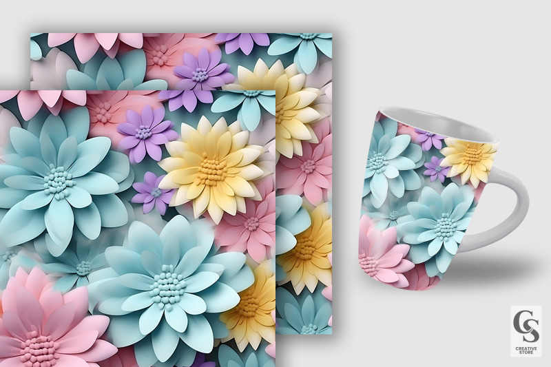 pastel-3d-flowers-digital-paper-patterns