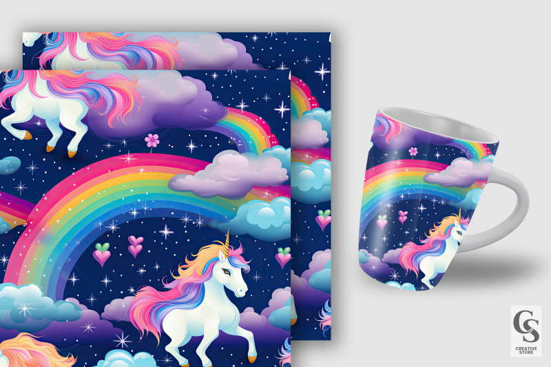 rainbow-unicorn-dreams-digital-papers