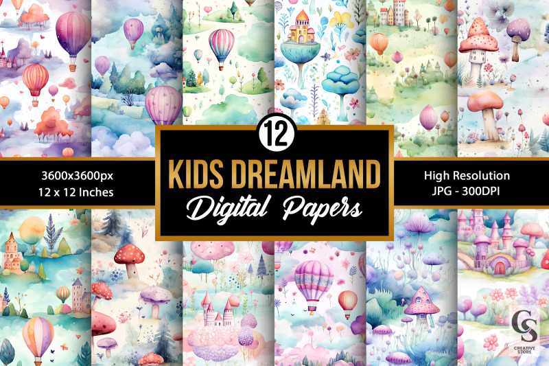 watercolor-kids-dreamland-digital-paper