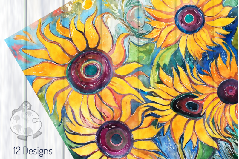 funky-sunflowers-watercolor-digital-papers