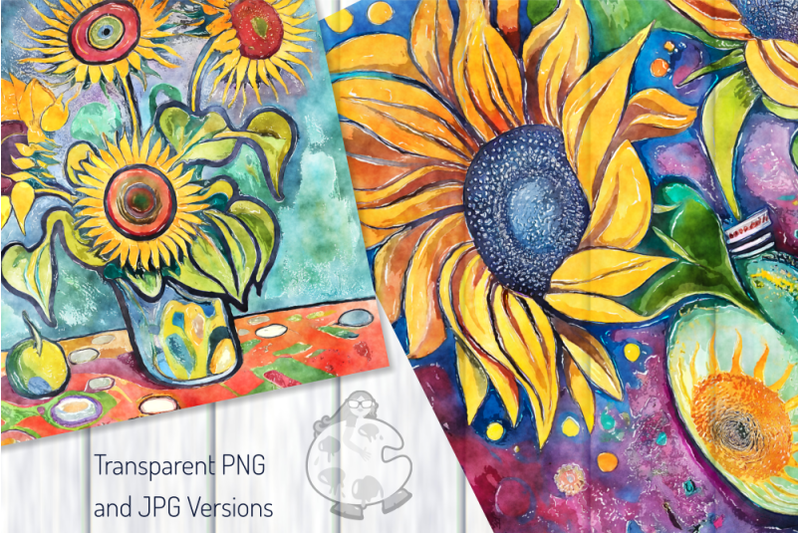 funky-sunflowers-watercolor-digital-papers