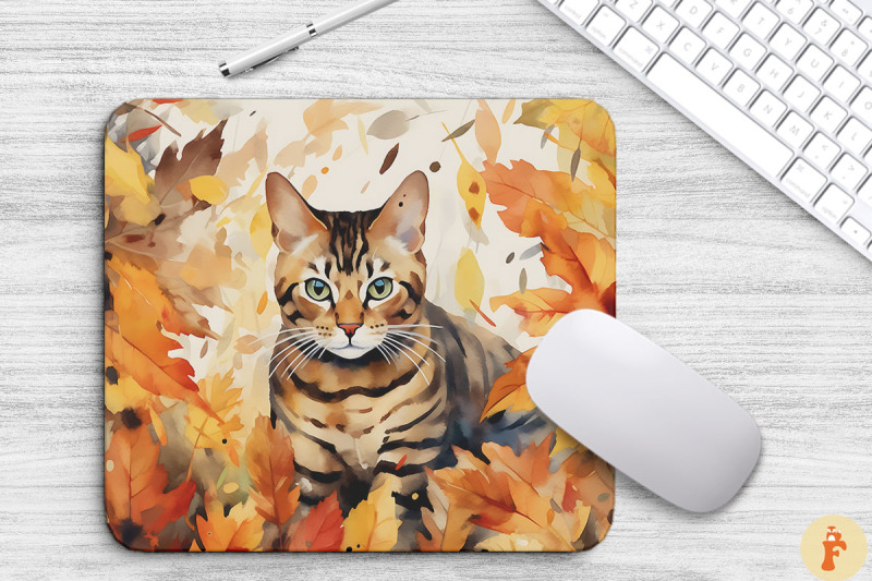 cute-bengal-cat-in-fall-mouse-pad