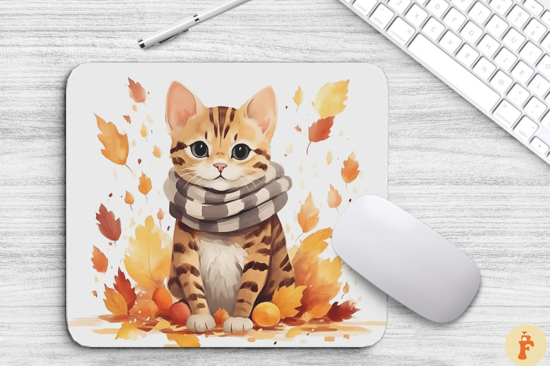 cute-bengal-cat-in-fall-mouse-pad