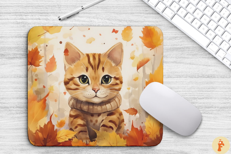 cute-bengal-cat-in-fall-mouse-pad