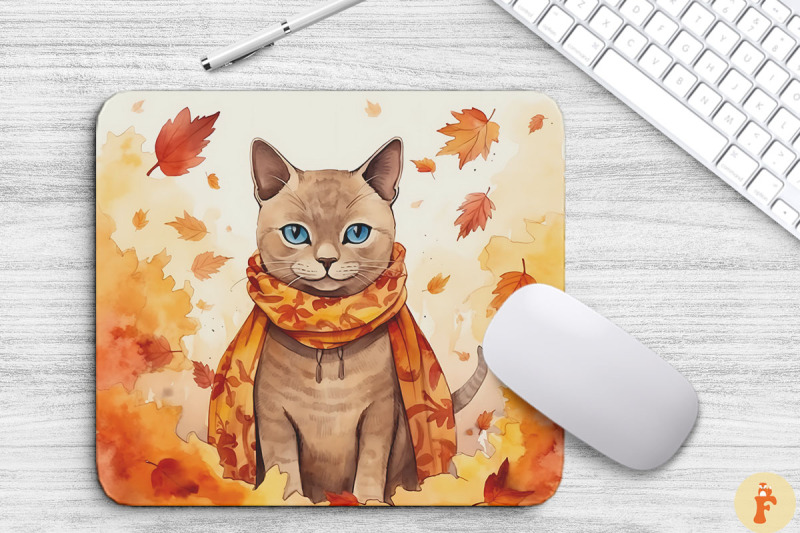 cute-burmese-cat-in-fall-mouse-pad