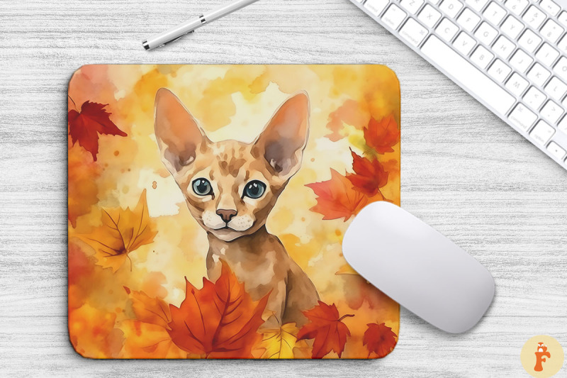 cute-devon-rex-cat-in-fall-mouse-pad