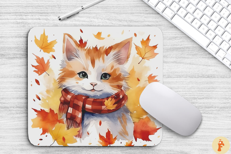 cute-turkish-van-cat-in-fall-mouse-pad