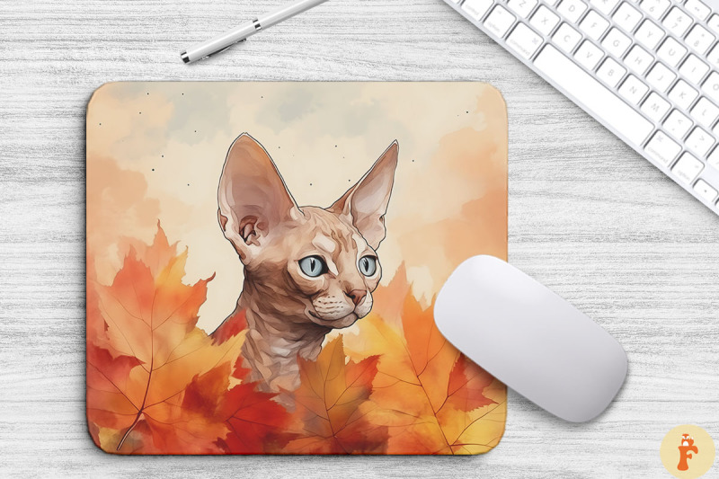 cute-devon-rex-cat-in-fall-mouse-pad