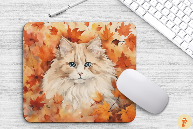 cute-ragdoll-cat-in-fall-mouse-pad