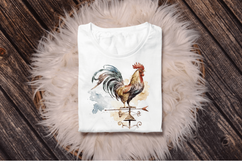 watercolor-cockerel-wind-vane-clipart-bundle