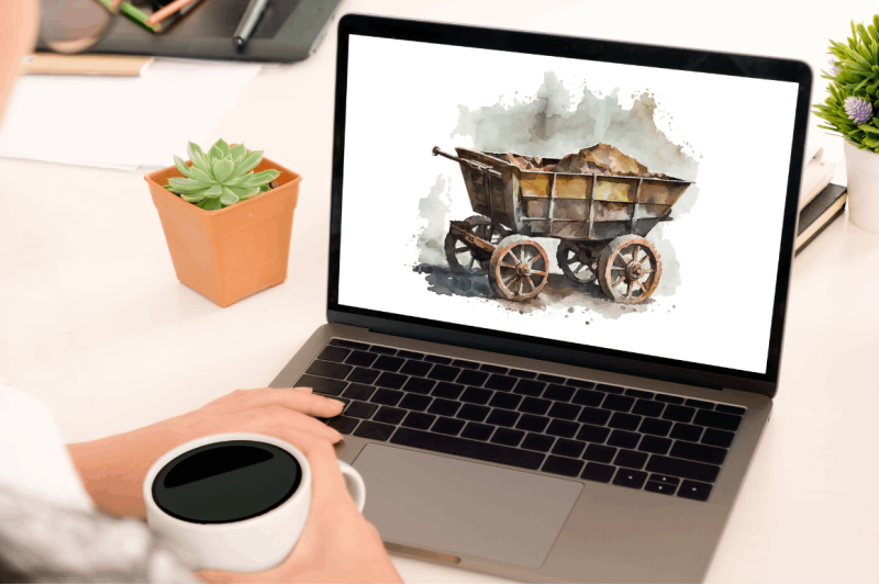 watercolor-mining-cart-clipart-bundle