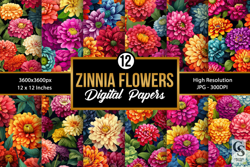 colorful-zinnia-flowers-digital-paper-patterns