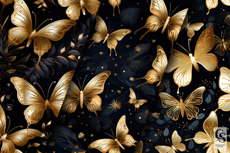 golden-butterflies-pattern-digital-papers