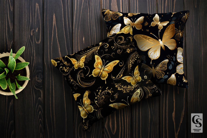 golden-butterflies-pattern-digital-papers