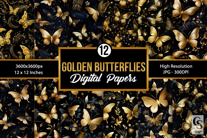 golden-butterflies-pattern-digital-papers