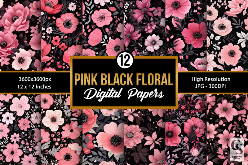 pink-and-black-floral-pattern-digital-papers