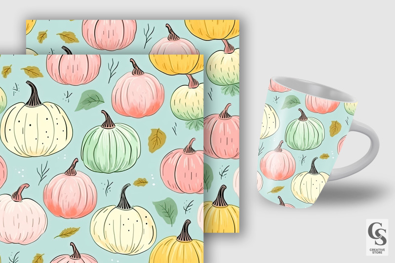 pastel-cute-pumpkins-pattern-digital-papers