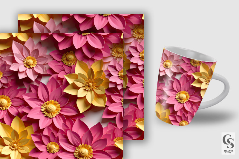 pink-amp-yellow-3d-flowers-pattern-digital-papers