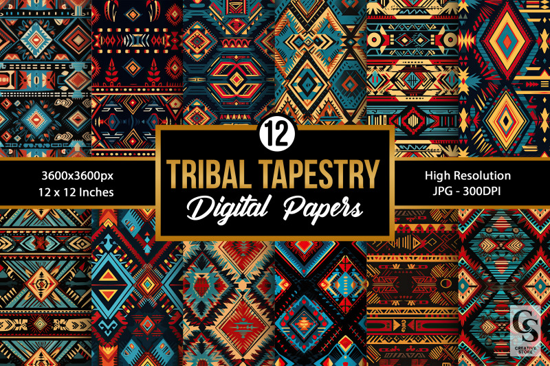 tribal-tapestry-digital-papers-native-american-ethnic-patterns