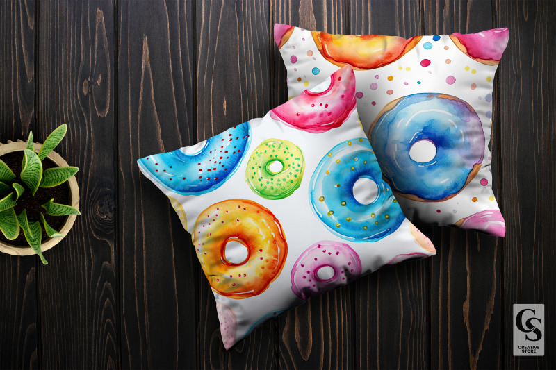 colorful-watercolor-donuts-seamless-patterns