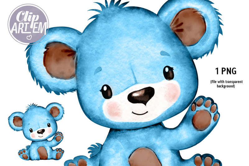 cute-blue-bear-with-brown-ears-unisex-png-image-for-any-project