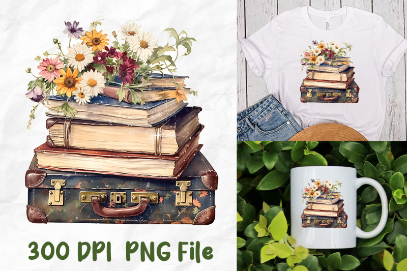 retro-trunk-of-books-wild-flowers