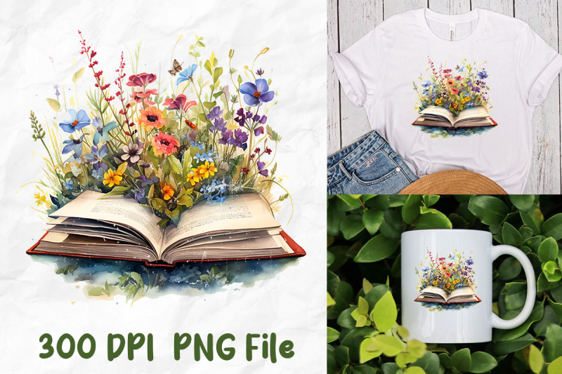 retro-open-book-wild-colorful-flowers