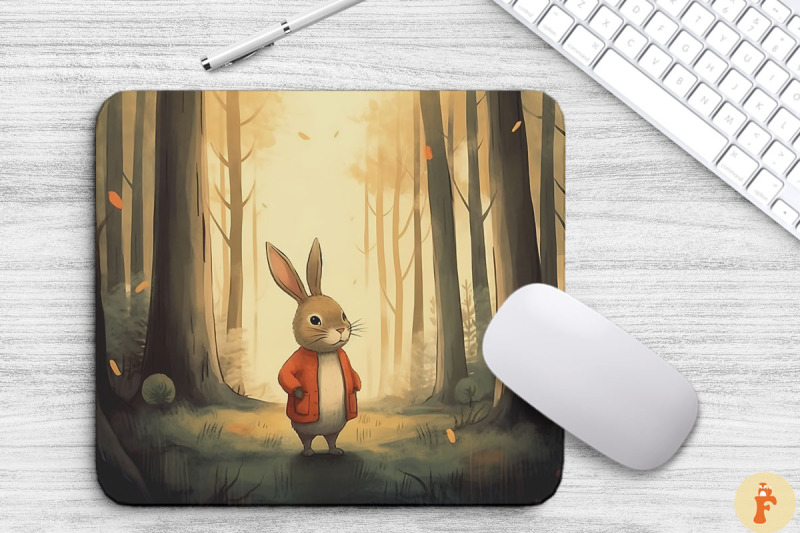 cute-bunny-in-autumn-forest-mouse-pad