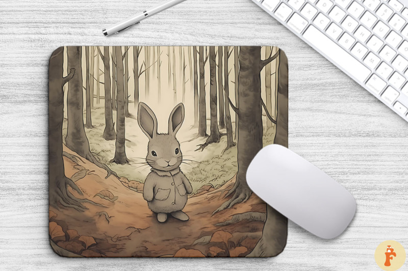 cute-bunny-in-autumn-forest-mouse-pad