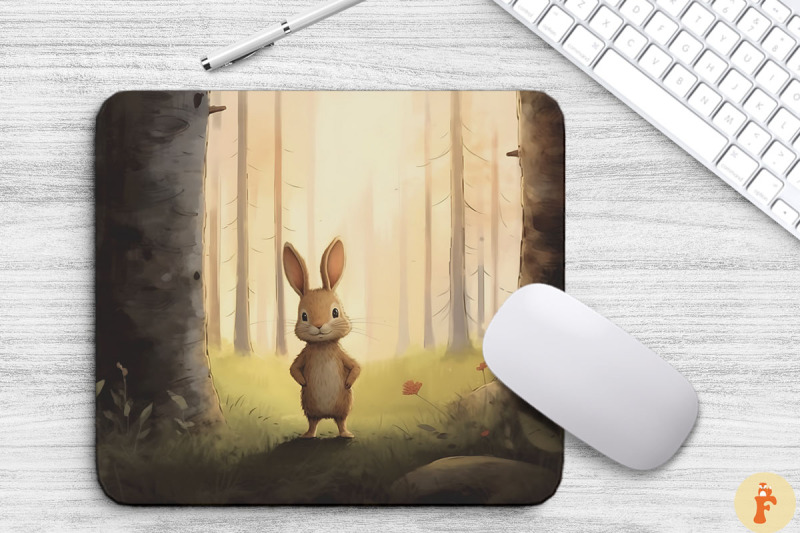 cute-bunny-in-autumn-forest-mouse-pad