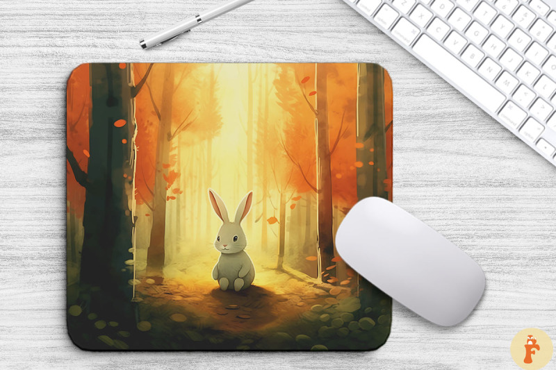 cute-bunny-in-autumn-forest-mouse-pad