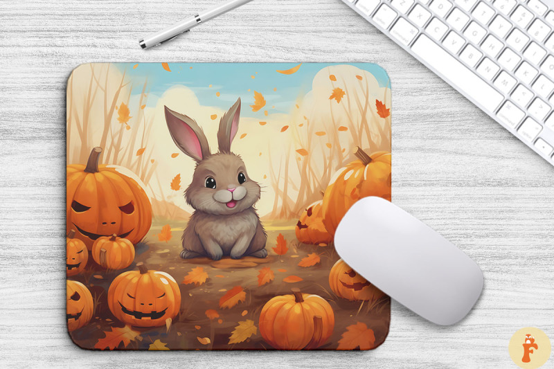 cute-rabbit-in-pumpkins-field-mouse-pad