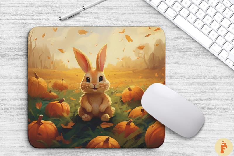 cute-rabbit-in-pumpkins-field-mouse-pad