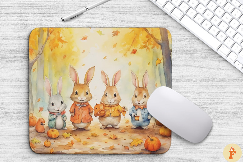 group-of-cute-rabbits-in-fall-scenery