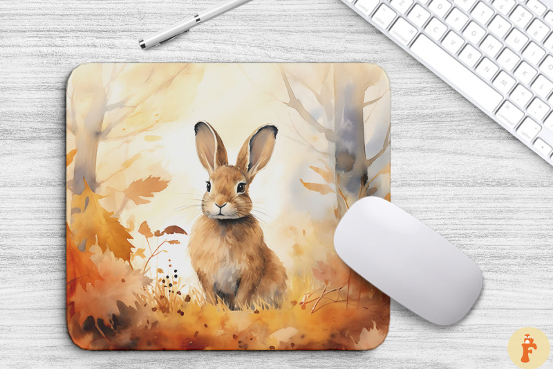 rabbit-in-the-autumn-woods-mouse-pad