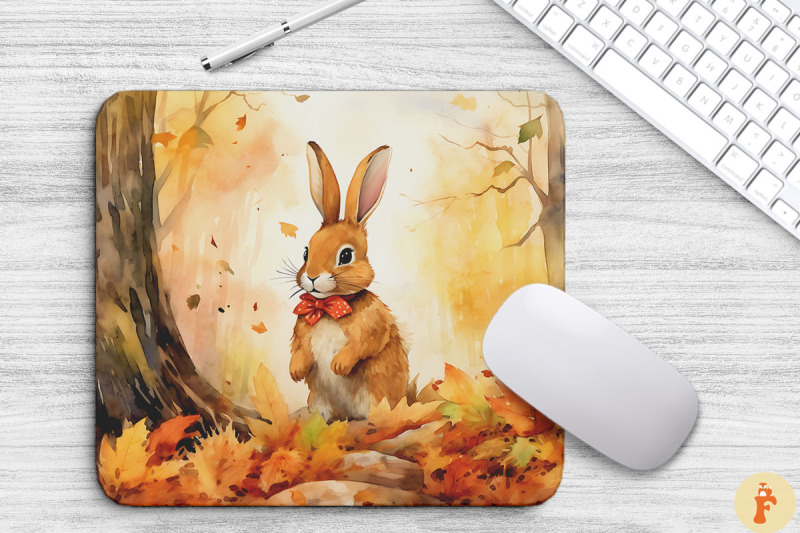 rabbit-in-the-autumn-woods-mouse-pad