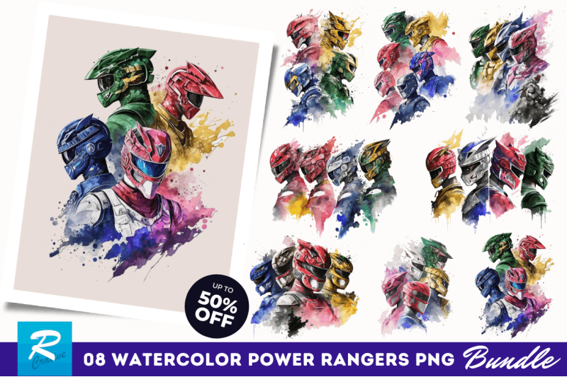 watercolor-power-rangers-clipart-bundle