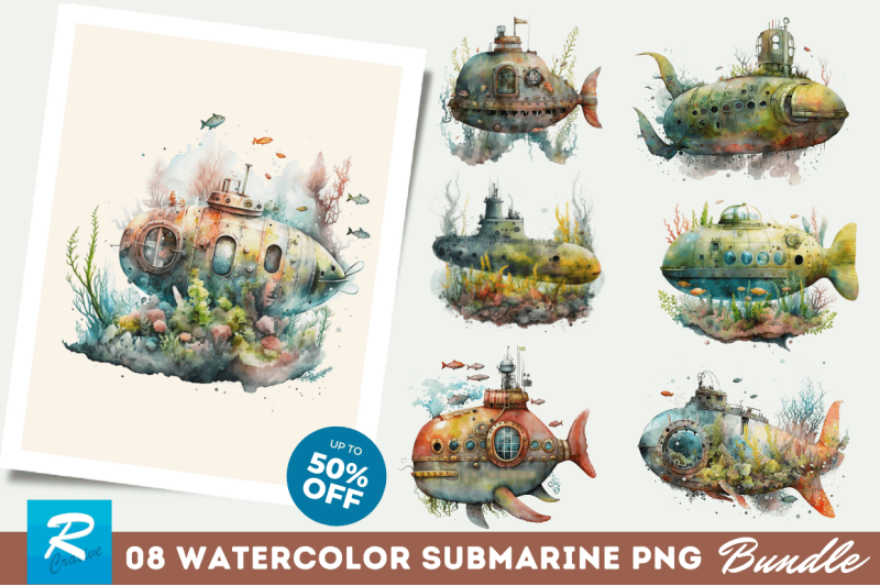 watercolor-submarine-clipart-bundle