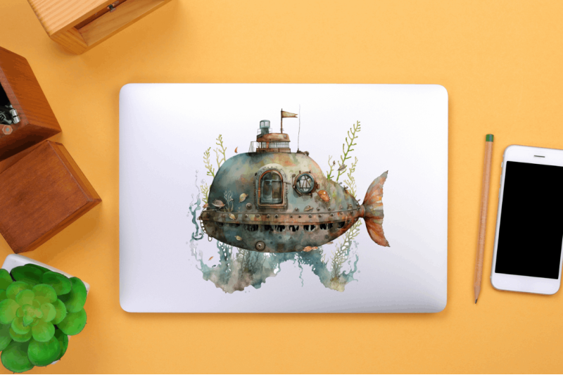 watercolor-submarine-clipart-bundle