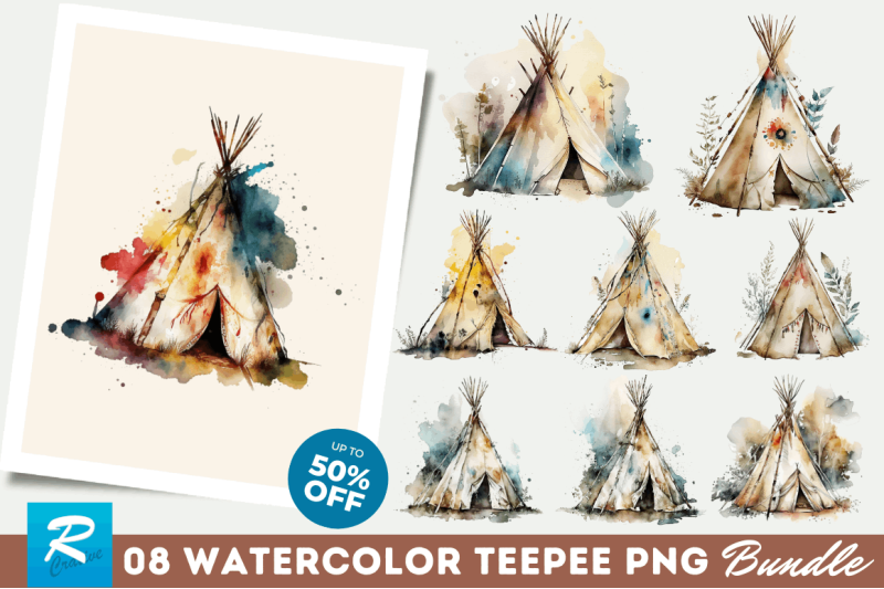 watercolor-teepee-clipart-bundle