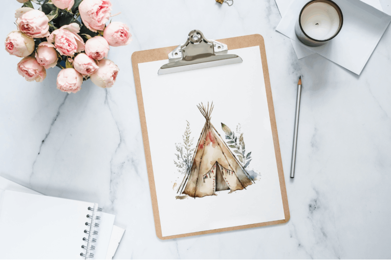 watercolor-teepee-clipart-bundle