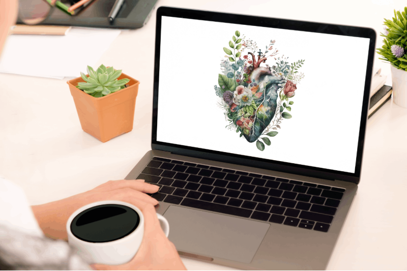 watercolor-anatomical-floral-heart-clipart-bundle