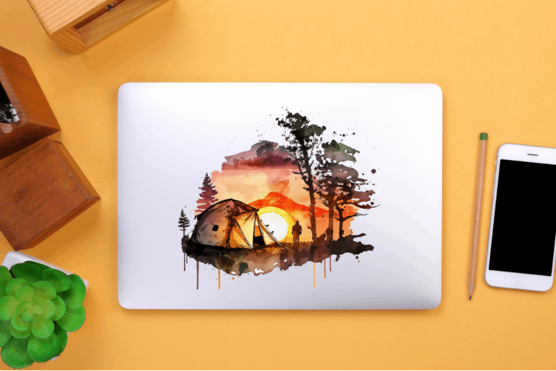 watercolor-camping-sunset-clipart-bundle