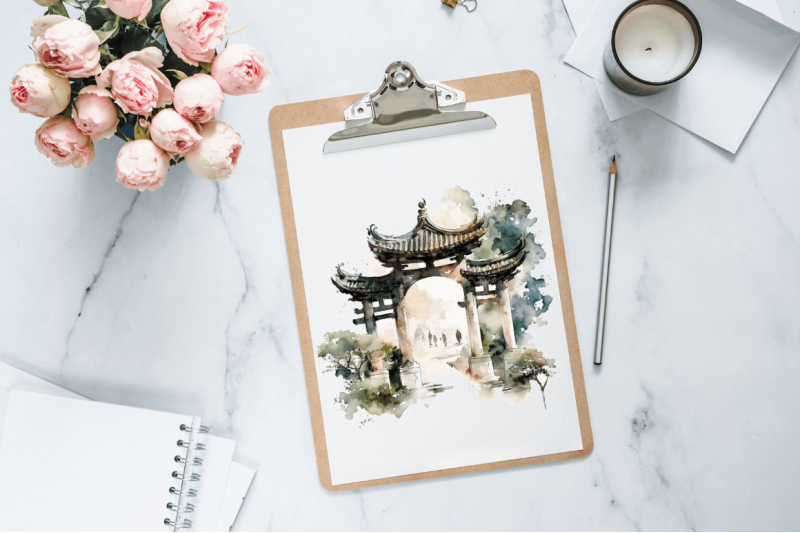 watercolor-chinese-gate-clipart-bundle