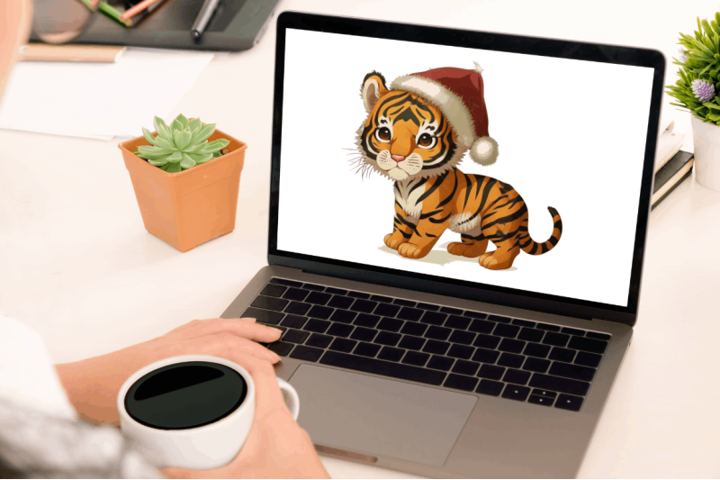 watercolor-christmas-cute-tiger-clipart-bundle