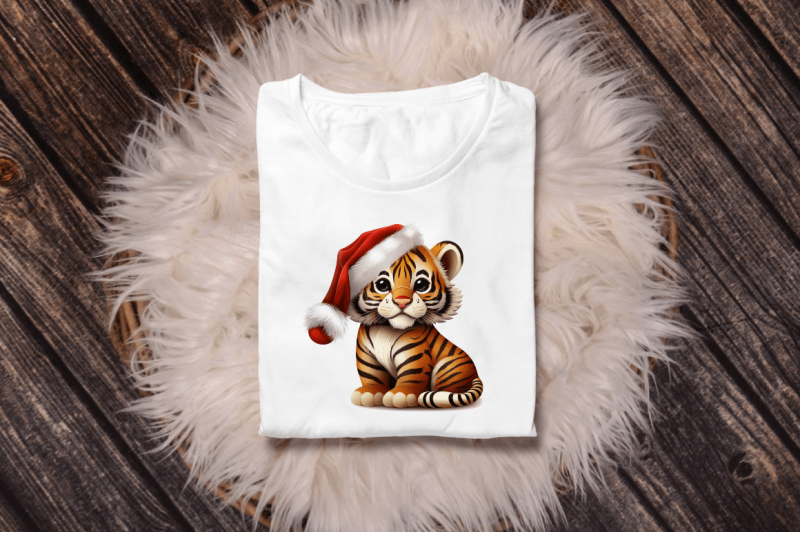 watercolor-christmas-cute-tiger-clipart-bundle