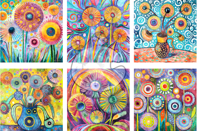 funky-dandelions-set-2-watercolor-digital-paintings