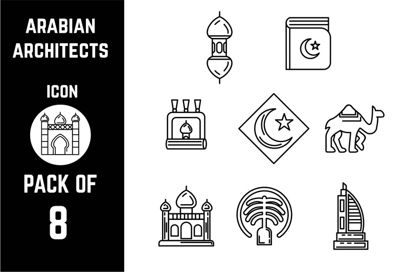 arabian-architects-icon-pack-bundle-lineart-vector-template