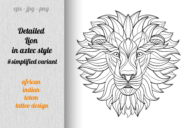 detailed-lion-in-aztec-style